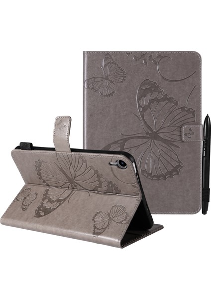 Serisi Baskılı Manyetik Toka Cüzdan Standı Tamı Deri iPad Mini (2021) GRI Tablet Kılıfı (Yurt Dışından)