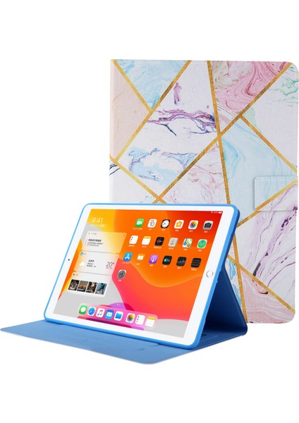 Forestl Digital Desen Baskı Kartı Yuvası iPad 10.2 (2019 2020 2021) Deri Mermer Desenli Tablet Kılıfı (Yurt Dışından)