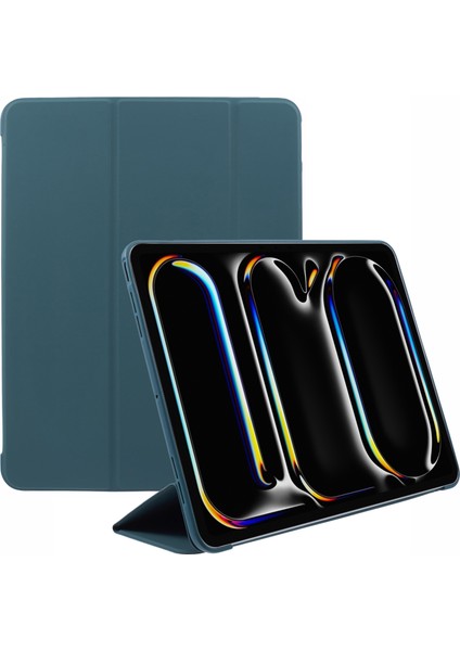 iPad Pro 13 (2024) Üç Katlı Standlı Deri Petek Tamı Tablet Kılıfı (Yurt Dışından)