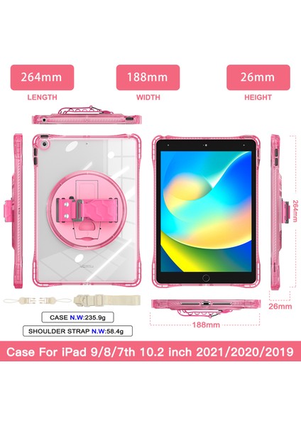 iPad 10.2 (2021 2020) Stand El Askısı Pc Tpu Omuz Askılı Akrilik Tablet Kılıfı (Yurt Dışından)
