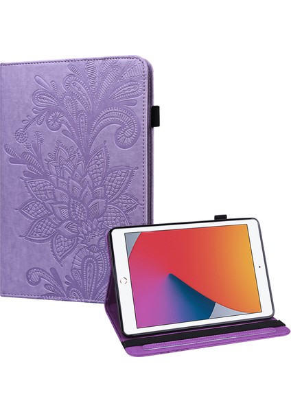 Cüzdan Standı Tamı Baskı Çiçek Desenli Deri iPad 10.2 (2019 2020 2021) Tablet Kılıfı (Yurt Dışından)