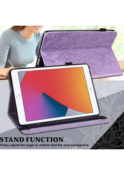 Cüzdan Standı Tamı Baskı Çiçek Desenli Deri iPad 10.2 (2019 2020 2021) Tablet Kılıfı (Yurt Dışından)
