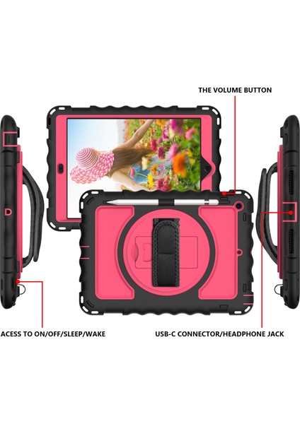 iPad 10.2 (2019 2020 2021) Döner Tekme Standı Silikon Pc Tablet Kılıfı (Yurt Dışından)