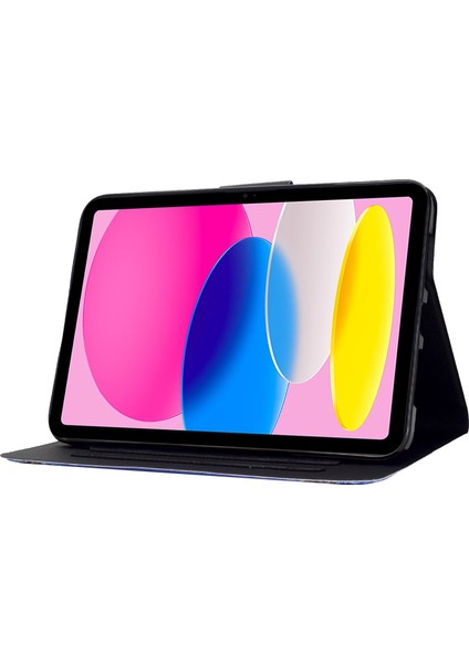 iPad 10.9 (2022) IPAD 10. Nesil Desen Baskı Pu Deri Katlanır Stand Manyetik Kart Tutucu ve Köpek Tablet Kılıfı (Yurt Dışından)