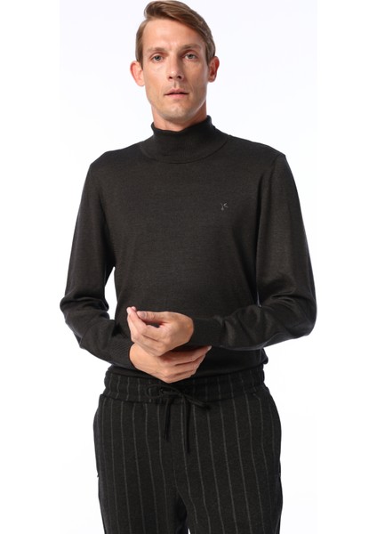 Tam Balıkçı Yaka Basic Düz Antrasit Melanj Erkek Kazak F4WM-KZK 2845 fiyatları