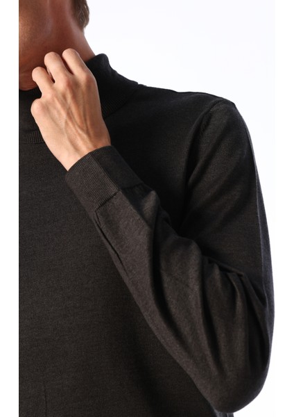 Tam Balıkçı Yaka Basic Düz Antrasit Melanj Erkek Kazak F4WM-KZK 2845 indirimleri