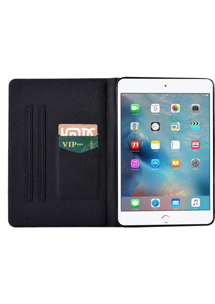 iPad Mini (2019) 7.9 Inç mini 4 3 2 ipad Mini Deri Desen Baskı Kartı Tutucu Standı Örme Şerit Tablet Kılıfı (Yurt Dışından)