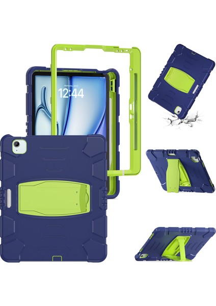 iPad Air 13 (2024) Pc Silikon Stand Lacivert Kireç Tablet Kılıfı (Yurt Dışından)