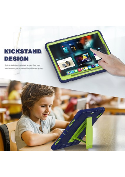 iPad Air 13 (2024) Pc Silikon Stand Lacivert Kireç Tablet Kılıfı (Yurt Dışından)
