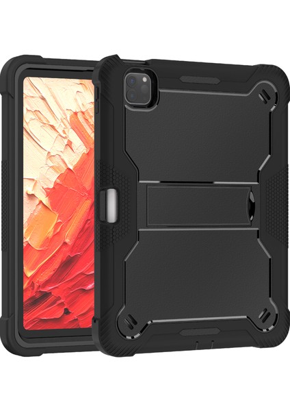 iPad Pro 11 (2024) Sert Pc ve Braketli Yumuşak Silikon stand Tablet Kılıfı (Yurt Dışından)