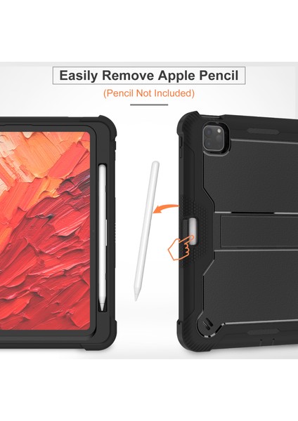 iPad Pro 11 (2024) Sert Pc ve Braketli Yumuşak Silikon stand Tablet Kılıfı (Yurt Dışından)