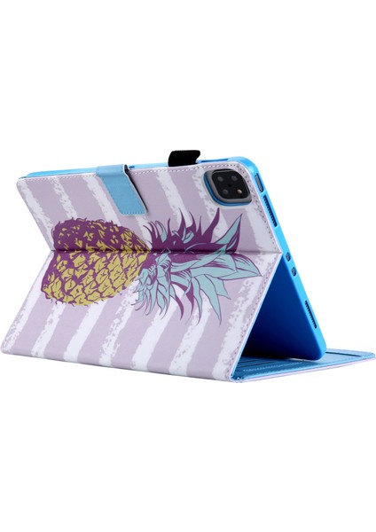 iPad Pro 11 (2024) Kart Yuvası ile Desen Baskı Deri Ananas Tablet Kılıfı (Yurt Dışından)