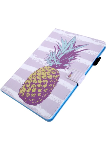 iPad Pro 11 (2024) Kart Yuvası ile Desen Baskı Deri Ananas Tablet Kılıfı (Yurt Dışından)