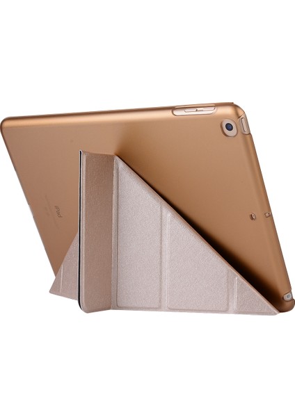 Ipek Stil Akıllı Origami Standı Deri iPad 10.2 (2019 2020 2021) GOLD Tablet Kılıfı (Yurt Dışından)
