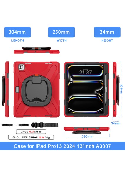 iPad Pro 13 (2024) Omuz Askılı Tpu Pc Silikon Stand Tablet Kılıfı (Yurt Dışından) fırsatları