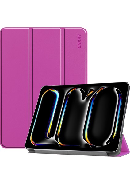 iPad Pro 11 (2024) Üç Katlı Stand Pu Deri Pc Tablet Kılıfı (Yurt Dışından)