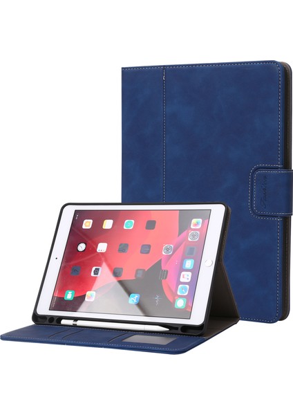 iPad 10.2 (2019 2020 2021) Cüzdan Buzağı Dokusu Kalem Yuvalı Tablet Kılıfı (Yurt Dışından)