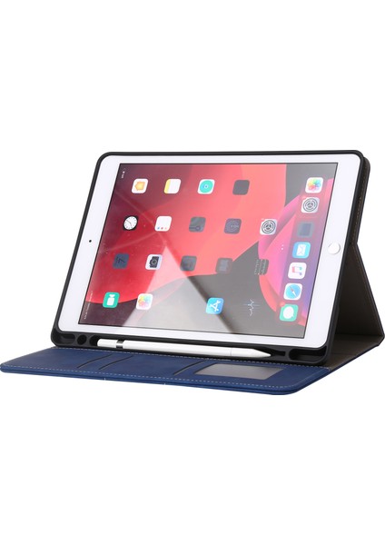 iPad 10.2 (2019 2020 2021) Cüzdan Buzağı Dokusu Kalem Yuvalı Tablet Kılıfı (Yurt Dışından)