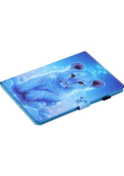 Desenli Deri Kart Tutucu Standı iPad iPad 9.7 Inç (2017) (2018) LITTLE Tiger Tablet Kılıfı (Yurt Dışından)