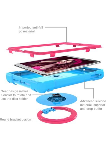 360° Dönebilen Tekme Standı Pc Apple iPad Hava hava 2 stand Silikon Hibrit Tablet Kılıfı (Yurt Dışından)