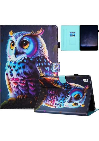 iPad 10.2 (2019 2020 2021) Pu Deri Stand Baykuş Tablet Kılıfı (Yurt Dışından)