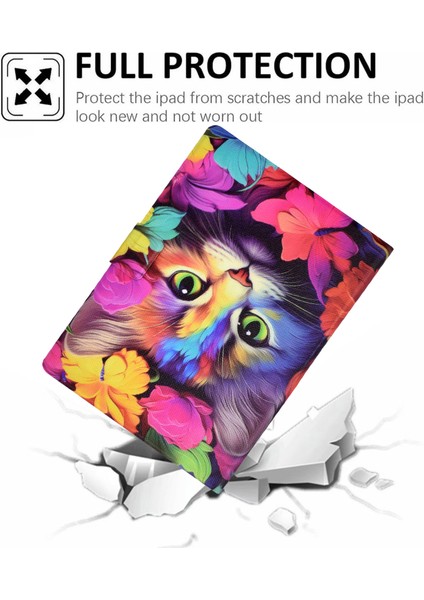 iPad Mini (2021) Pu Deri Kart Yuvası Otomatik Uyandırma sleep Rose Cat ile Tablet Kılıfı (Yurt Dışından)