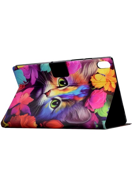 iPad Mini (2021) Pu Deri Kart Yuvası Otomatik Uyandırma sleep Rose Cat ile Tablet Kılıfı (Yurt Dışından)