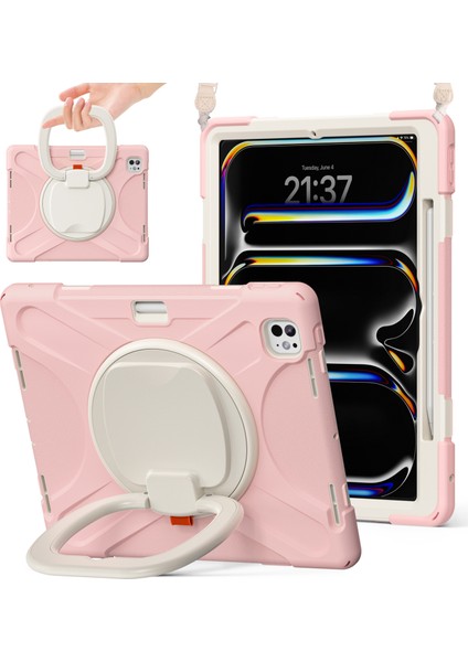 iPad Pro 13 (2024) Omuz Askılı Tpu Pc Silikon Standı Tablet Kılıfı (Yurt Dışından)