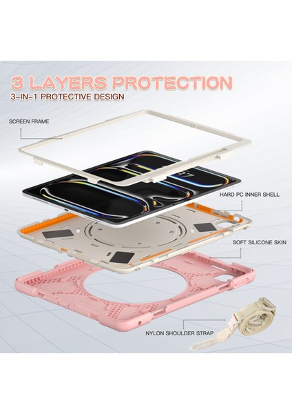 iPad Pro 13 (2024) Omuz Askılı Tpu Pc Silikon Standı Tablet Kılıfı (Yurt Dışından) fiyatları