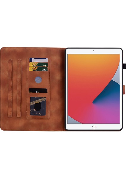 iPad 10.2 (2019 2020 2021) Koruyucu Baskı Pu Deri Tablet Kılıfı (Yurt Dışından)