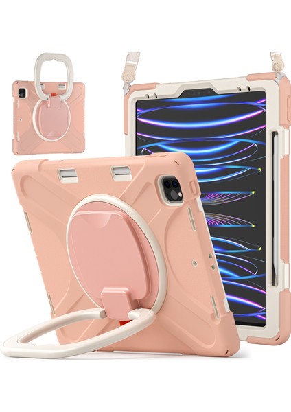 Kalem Manyetik Emilmiş Fonksiyon Tamı Taşınabilir Hibrit 360° Dönebilen Stand iPad Pro Omuz Askılı 12 9 Inç Tablet Kılıfı (Yurt Dışından)