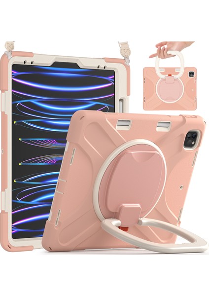 Kalem Manyetik Emilmiş Fonksiyon Tamı Taşınabilir Hibrit 360° Dönebilen Stand iPad Pro Omuz Askılı 12 9 Inç Tablet Kılıfı (Yurt Dışından)