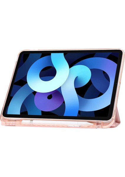 Origami Üç Katlı Stand iPad 10.9 (2022) Pu Deri Akrilik Bej Tablet Kılıfı (Yurt Dışından)