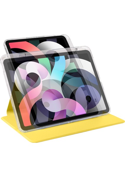 iPad Pro 11 (2021 2020 2022)DÖNEN Standlı Pu Deri Tpu Kristal Arka Tablet Kılıfı (Yurt Dışından)