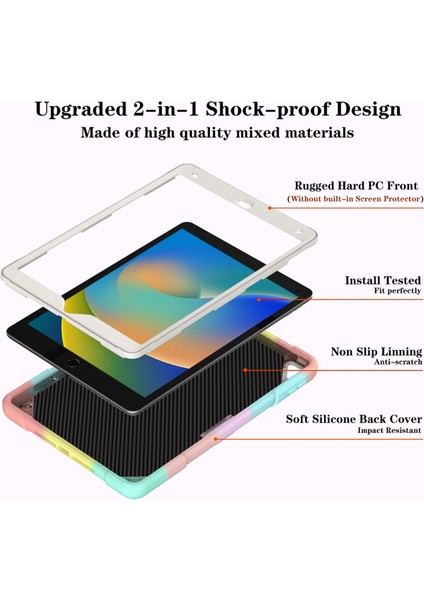 iPad 10.2 (2019 2020 2021) Omuz Askılı Stand Pc Silikon Tablet Kılıfı (Yurt Dışından)