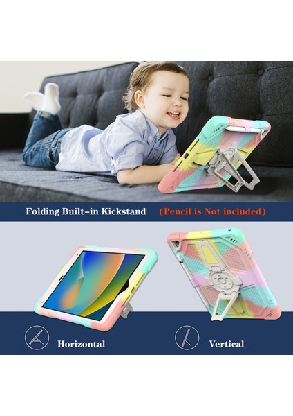 iPad 10.2 (2019 2020 2021) Omuz Askılı Stand Pc Silikon Tablet Kılıfı (Yurt Dışından)