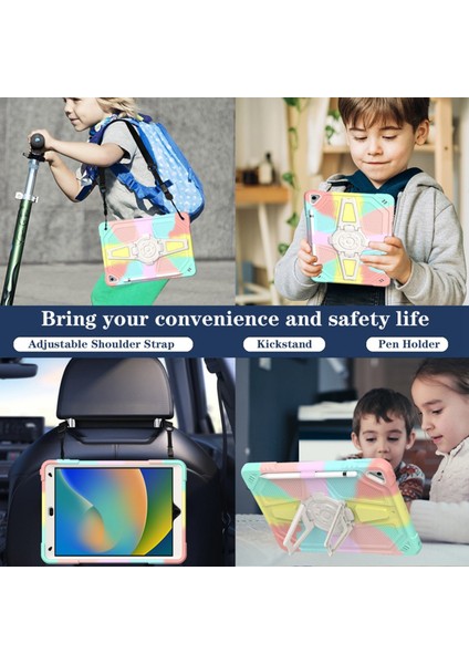 iPad 10.2 (2019 2020 2021) Omuz Askılı Stand Pc Silikon Tablet Kılıfı (Yurt Dışından)