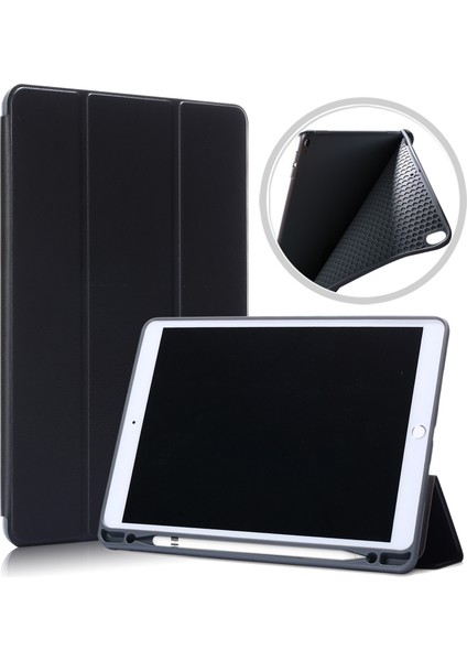 Pu Deri Üç Katlı Stand Akıllı iPad Air 10.5 Inç (2019) SIYAH Tablet Kılıfı (Yurt Dışından)