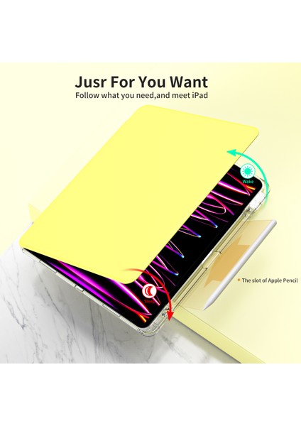 iPad Pro 12.9 (2022 2021 2020 2018) Ayrılabilir Stand Pu Deri Akrilik Tablet Kılıfı (Yurt Dışından)
