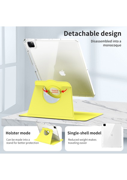iPad Pro 12.9 (2022 2021 2020 2018) Ayrılabilir Stand Pu Deri Akrilik Tablet Kılıfı (Yurt Dışından)