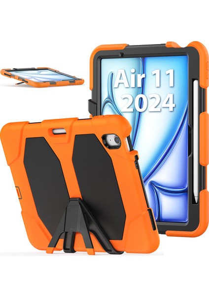 iPad Air 11 (2024) Dahili Ekran Koruyuculu stand Pc Silikon Turuncu Tablet Kılıfı (Yurt Dışından)