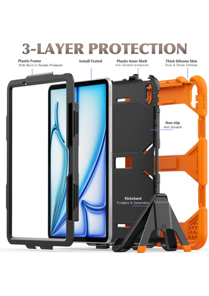 iPad Air 11 (2024) Dahili Ekran Koruyuculu stand Pc Silikon Turuncu Tablet Kılıfı (Yurt Dışından) fırsatları