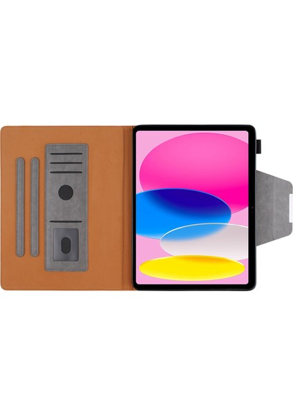 iPad 10.9 (2022) Tam Korumalı Büyük Metal Tokalı Cüzdan Standı Deri Koruyucu Kalem Yuvası Tablet Kılıfı (Yurt Dışından) modelleri