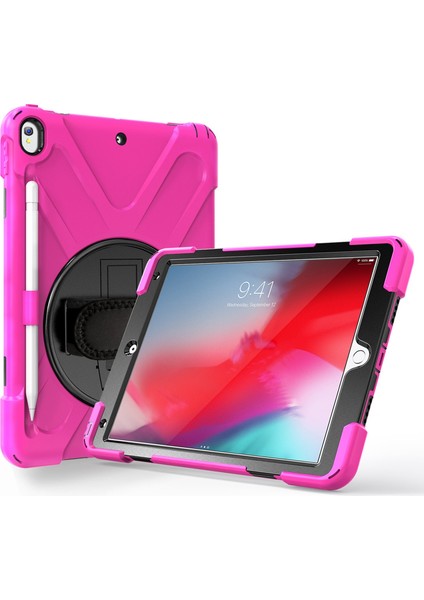 Pc Tpu 360 Derece Dönebilen Tekme Standı iPad Air 10 5 Inç (2019) El Kayışı Rose Tablet Kılıfı (Yurt Dışından)