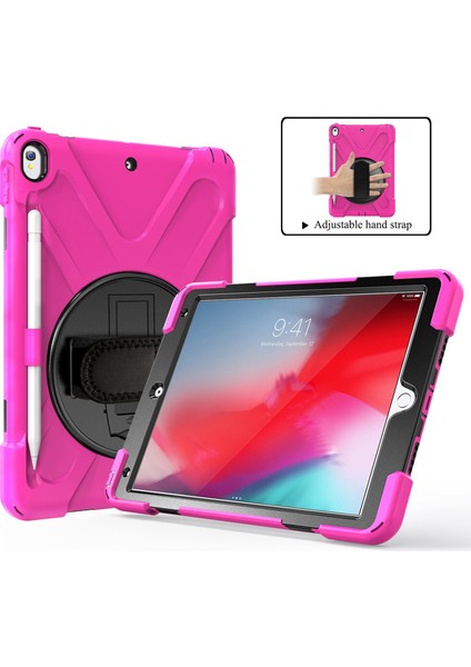 Pc Tpu 360 Derece Dönebilen Tekme Standı iPad Air 10 5 Inç (2019) El Kayışı Rose Tablet Kılıfı (Yurt Dışından)