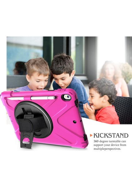 Pc Tpu 360 Derece Dönebilen Tekme Standı iPad Air 10 5 Inç (2019) El Kayışı Rose Tablet Kılıfı (Yurt Dışından)