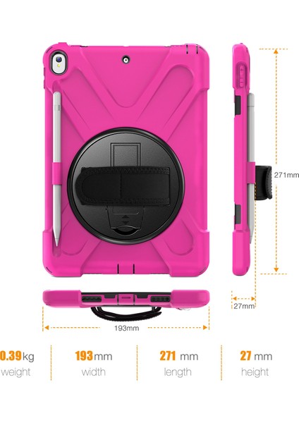 Pc Tpu 360 Derece Dönebilen Tekme Standı iPad Air 10 5 Inç (2019) El Kayışı Rose Tablet Kılıfı (Yurt Dışından)