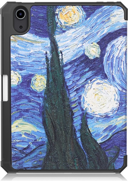 iPad Mini 6 (2021) Koruyucu Kalem Tutucu Üç Katlı Stand Deri Yıldızlı Gece Tablet Kılıfı (Yurt Dışından) fiyatları