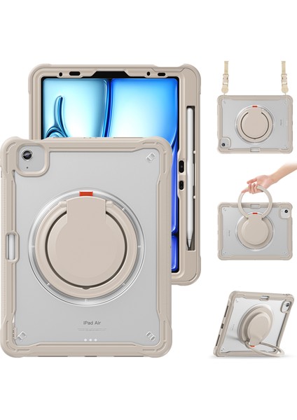 iPad Air 11 (2024) Omuz Askılı stand Haki Tablet Kılıfı (Yurt Dışından)