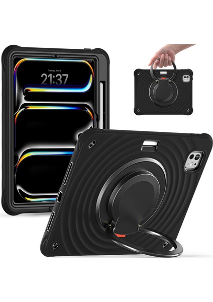 iPad Pro 11 (2024) Dönebilen El Kavrama Standı Pc Silikon Tpu Tablet Kılıfı (Yurt Dışından)